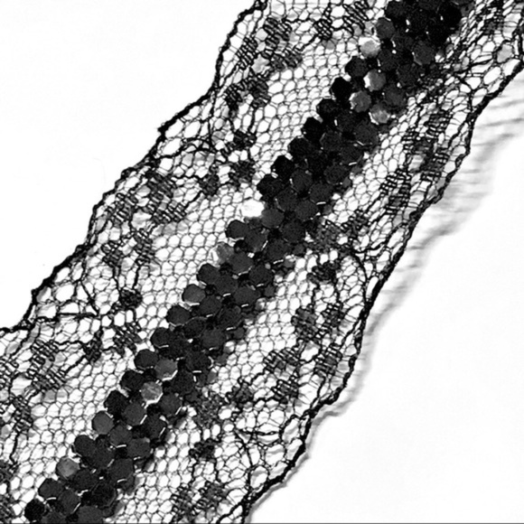 🔴 SEXY BLACK LACE JEWELED HEADBAND - Picture 3 of 6